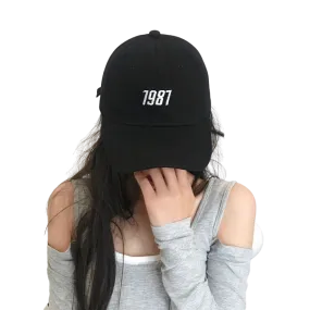 1987 Embroidery Graphic Baseball Caps Kpop Style Unisex Cotton Hats Mens Womens Black Navyblue Beige Stylish Casual