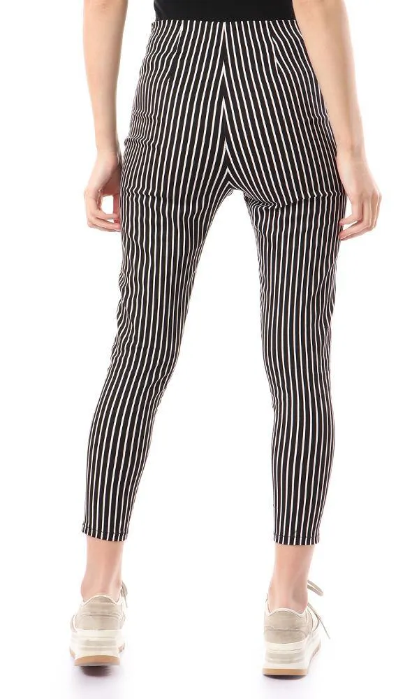 57318 Striped Stylish Pants - Black & White