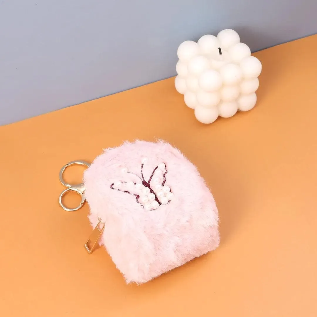 A Stylish 2in1 keychain and pouch (pink butterfly) .