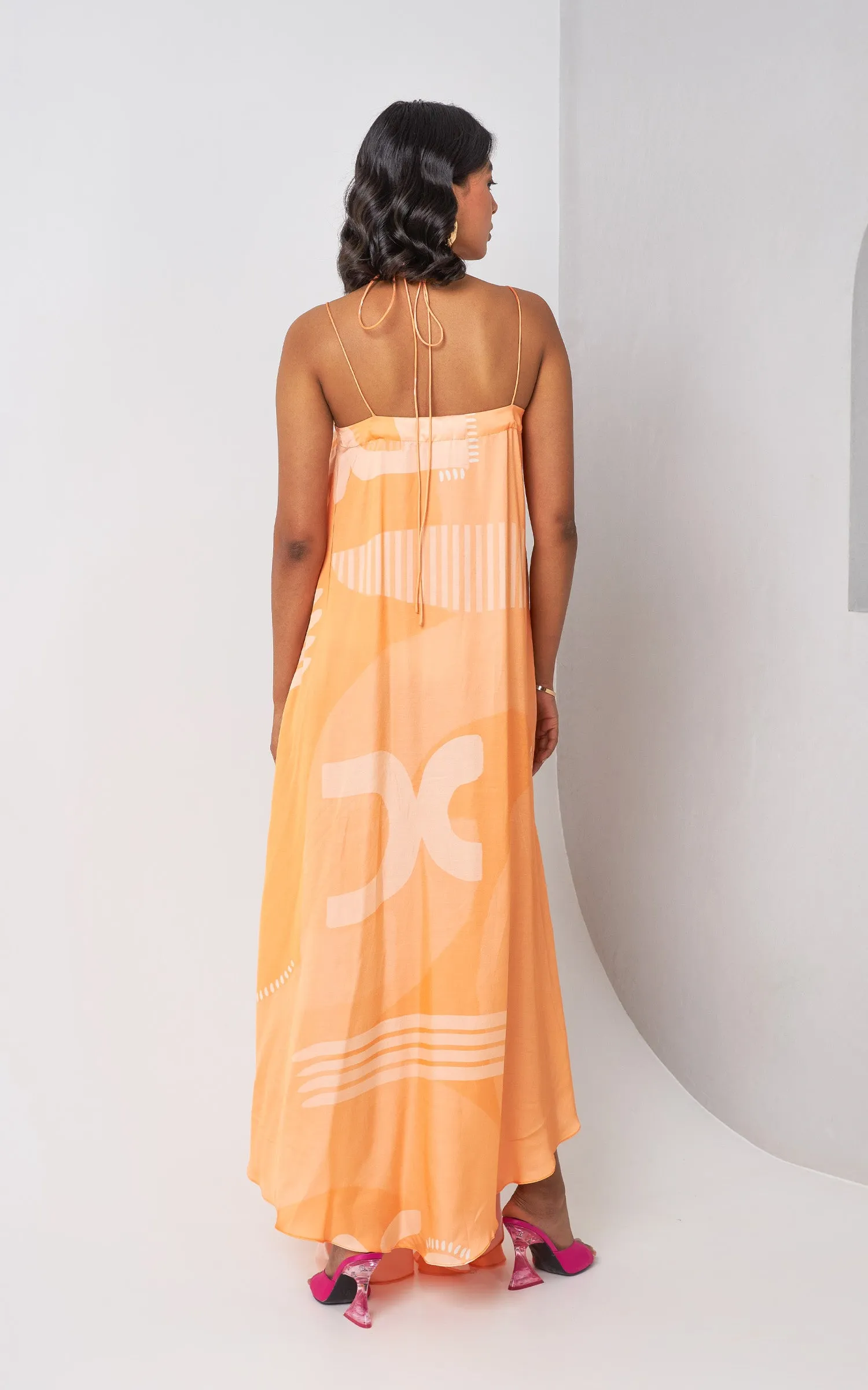 Abstract Printed Drape Dress