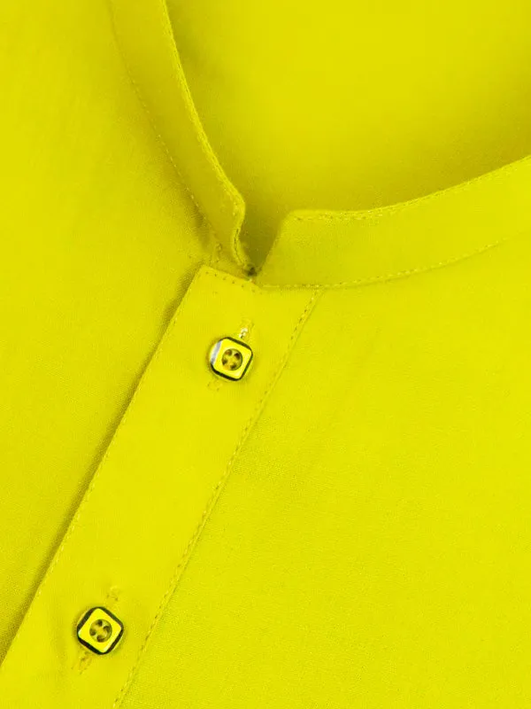 AM Men's Festive Plain Kurta Bright Yellow