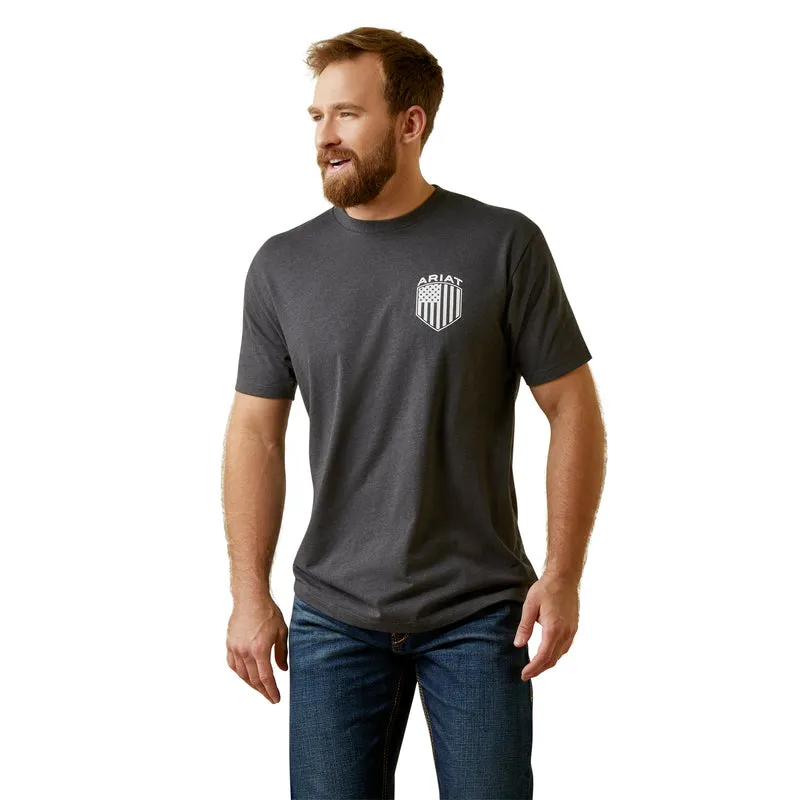 'Ariat' Men's Patriot Badge T-Shirt - Charcoal Heather