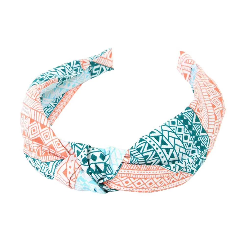 Aztec Patterned Burnout Knot Headband