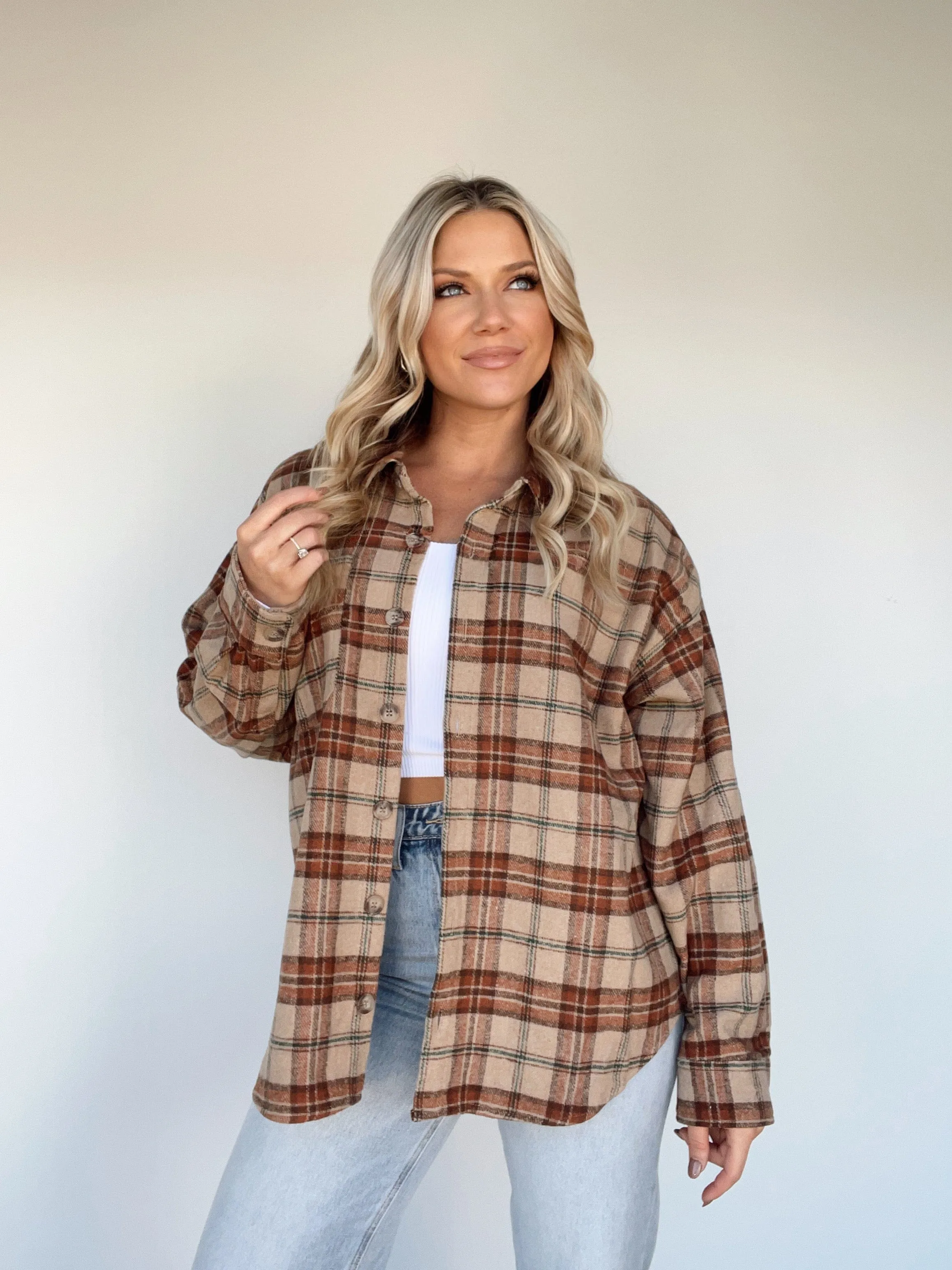 Backroads Bonfire Plaid Top