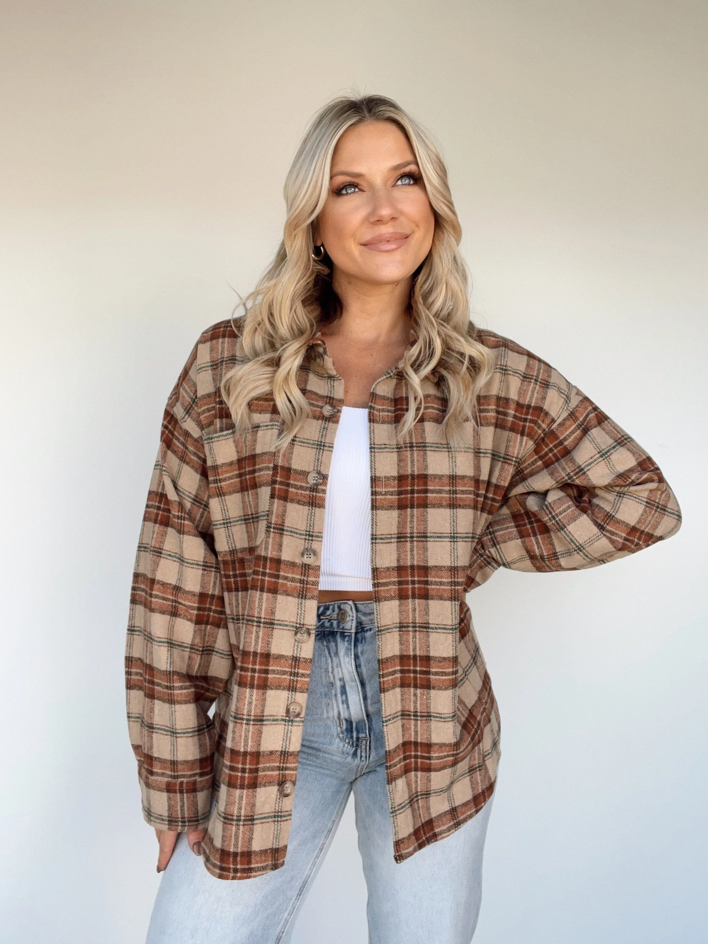 Backroads Bonfire Plaid Top