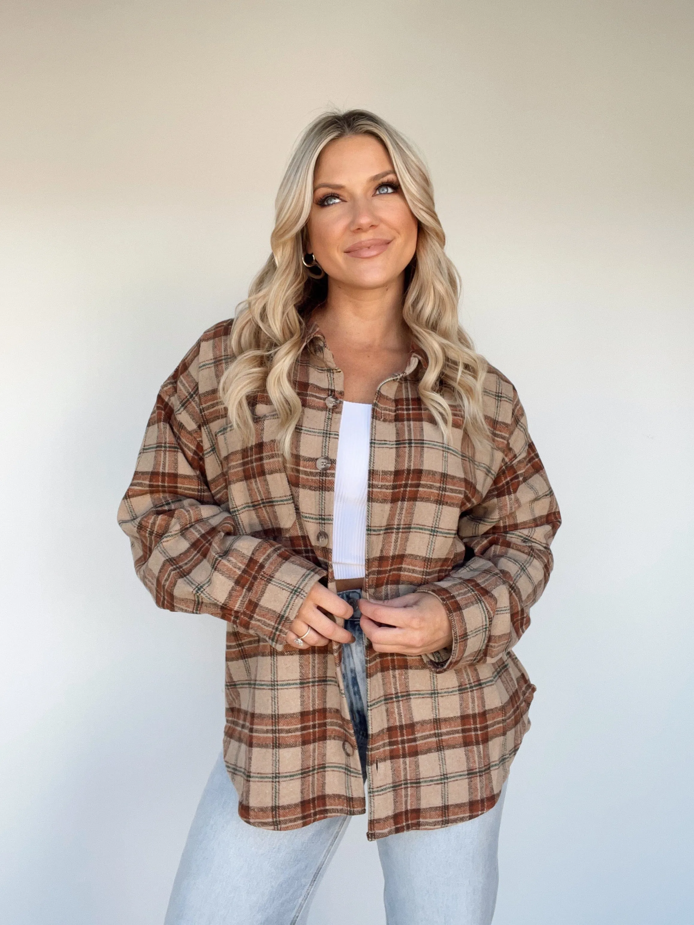 Backroads Bonfire Plaid Top