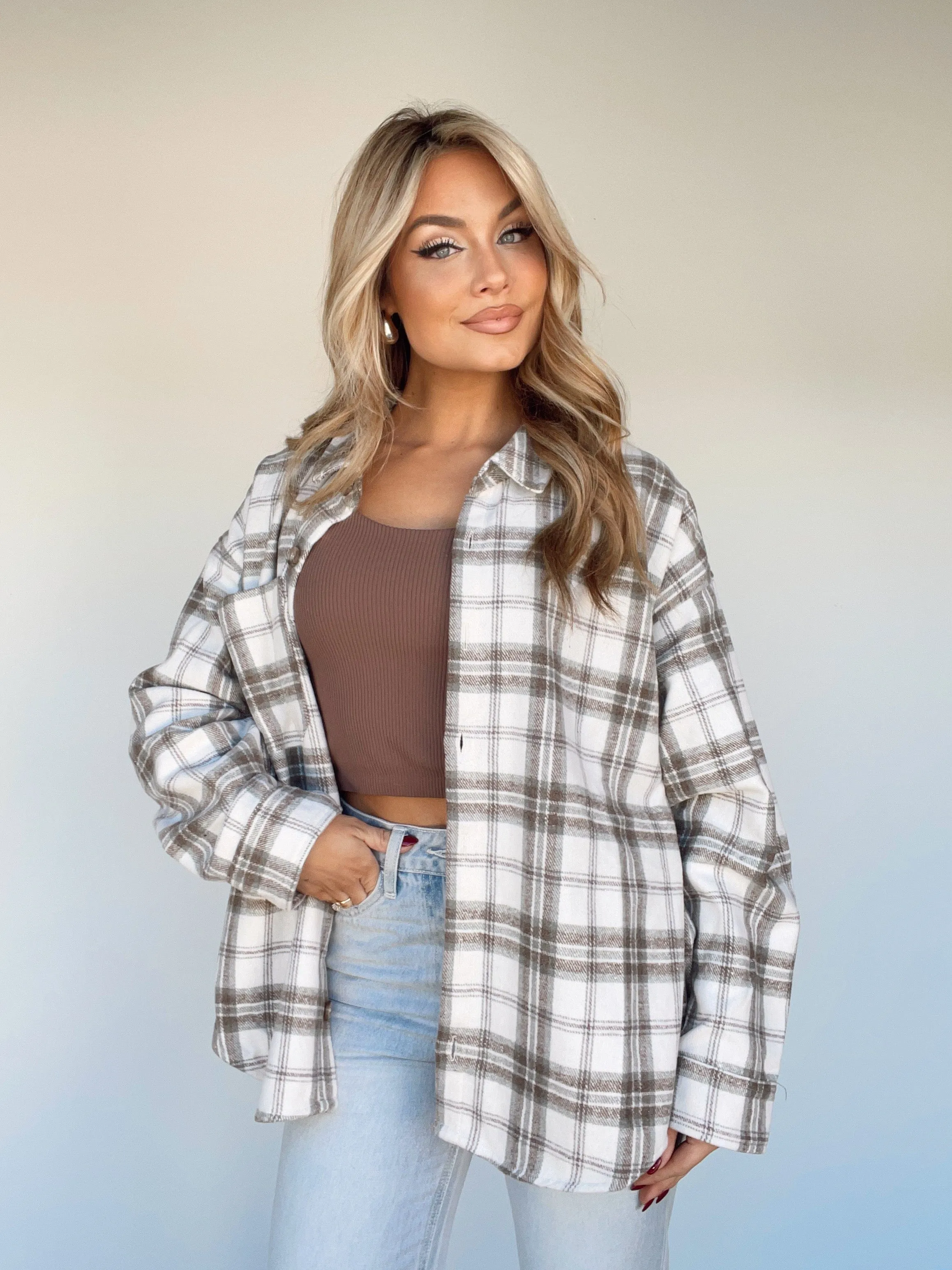 Backroads Bonfire Plaid Top