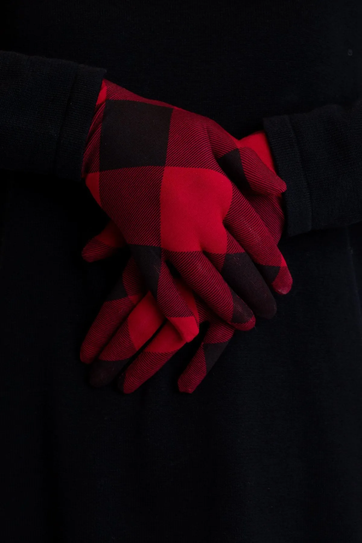 Bamboo Gloves, Red Plaid