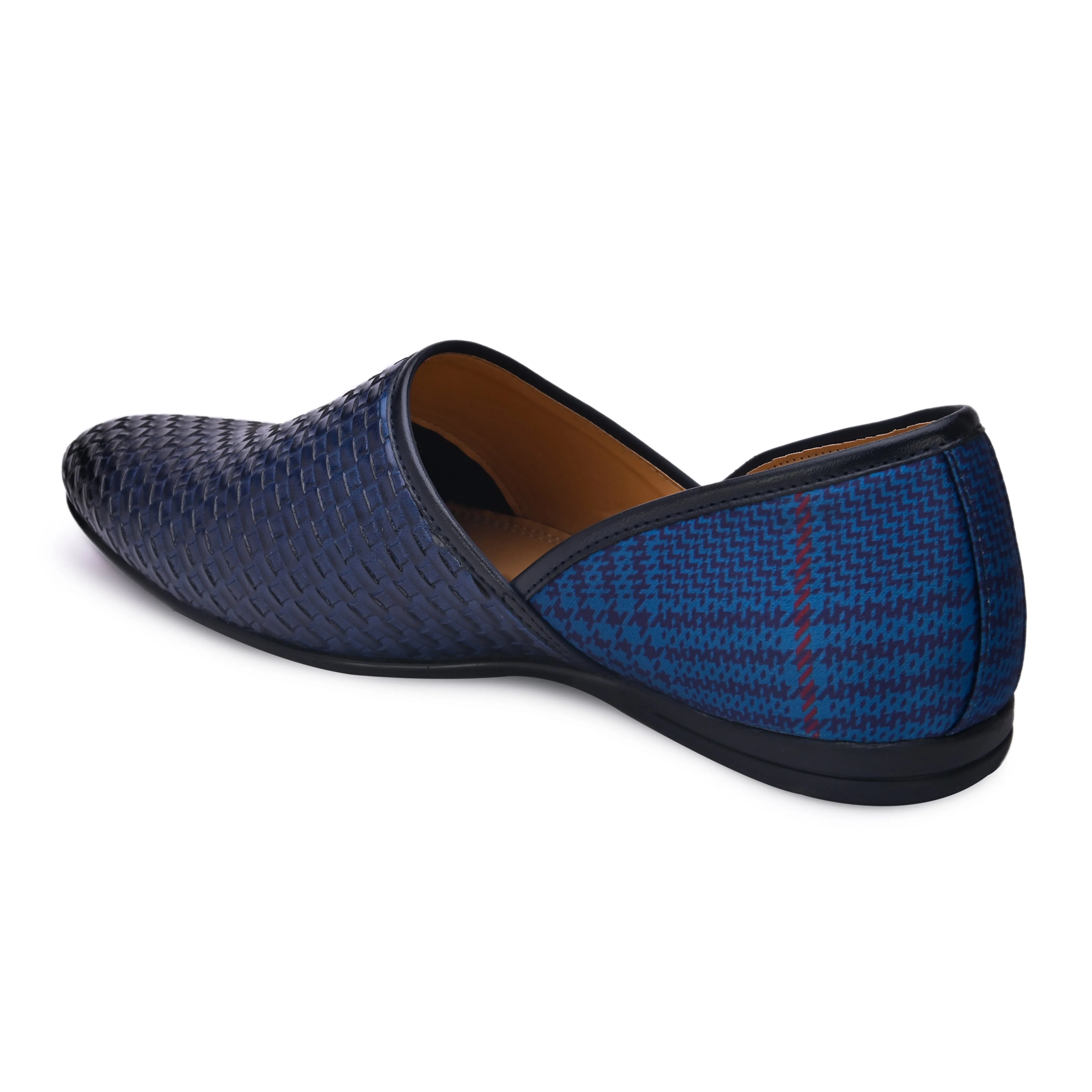 Basketweave Blue Plaid Mojaris