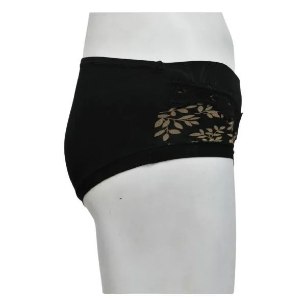 Black Printed Cotton Panty