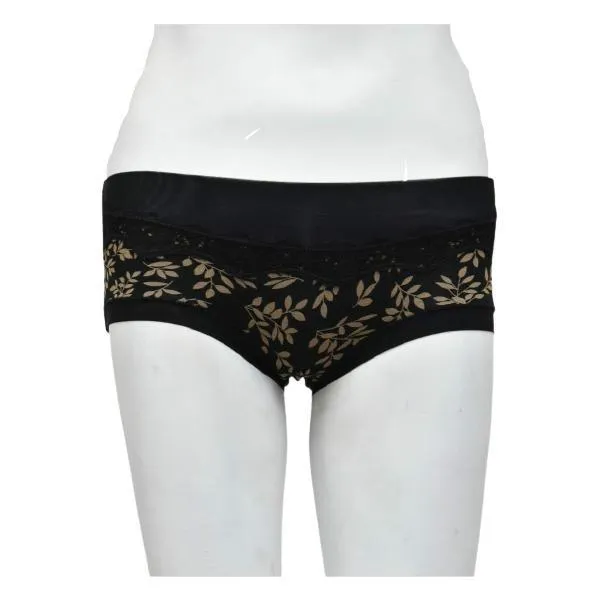 Black Printed Cotton Panty