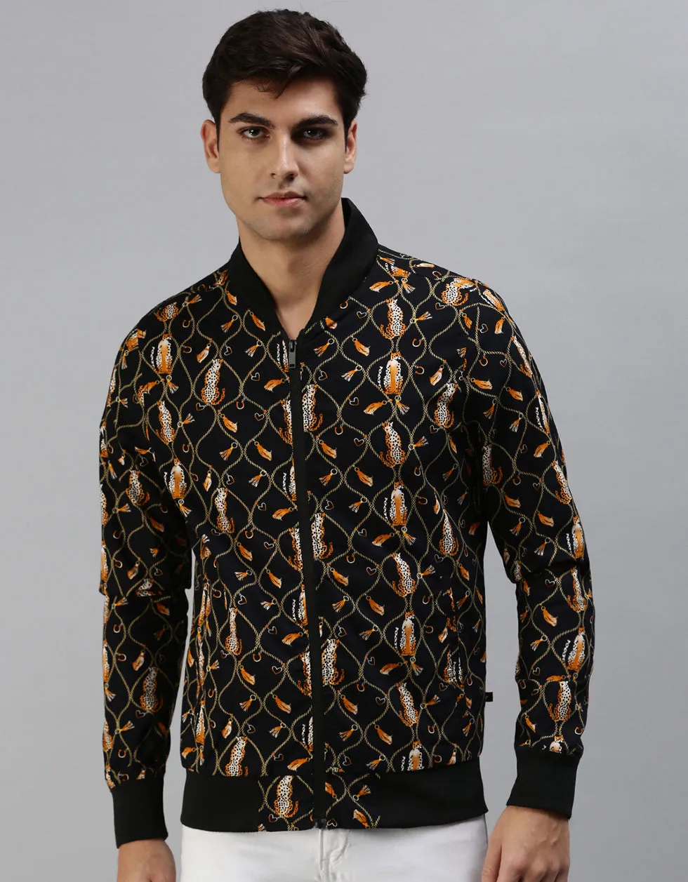 Black Printed Men's Shacket