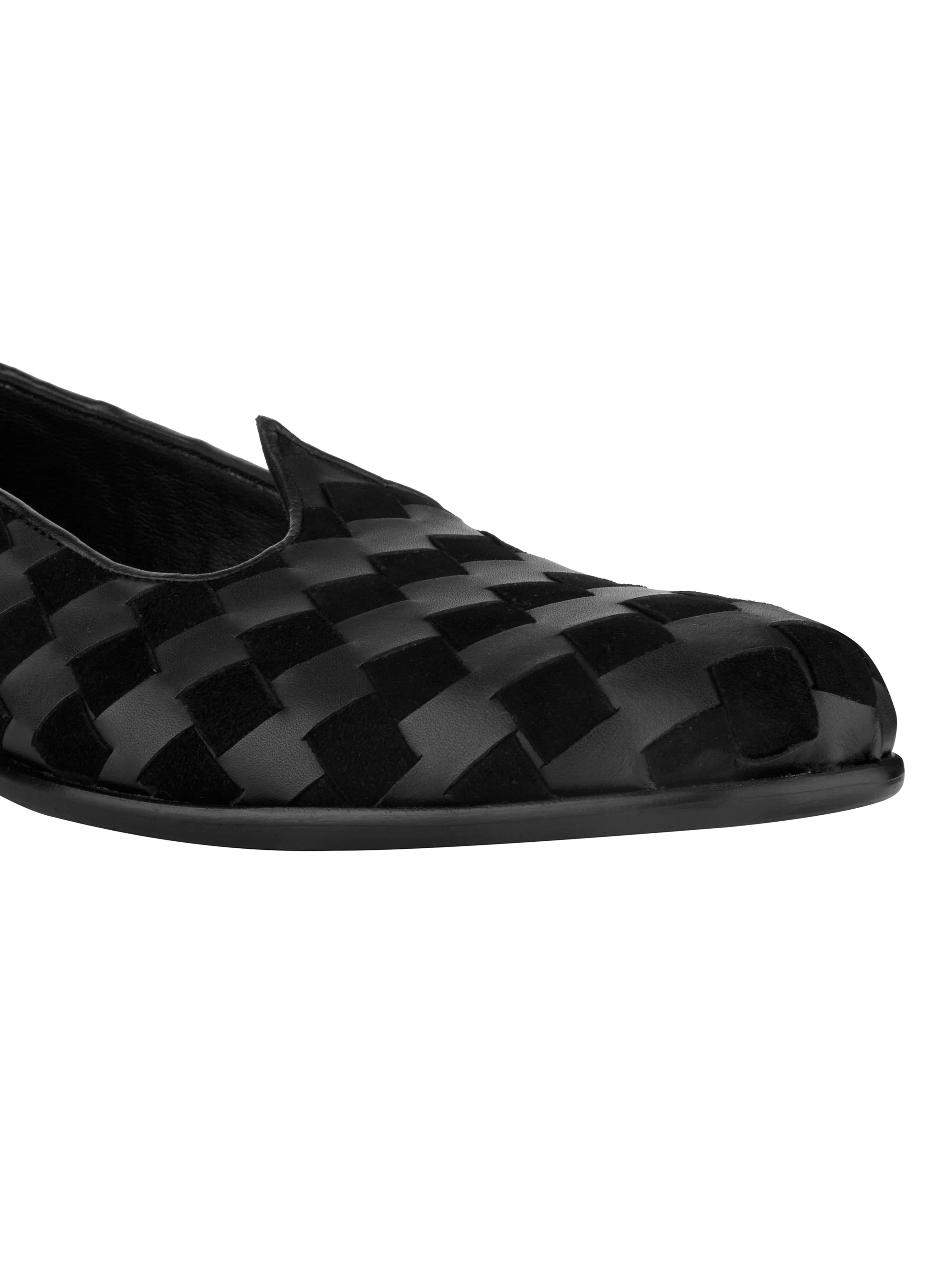 Black Weave Mojris For Men