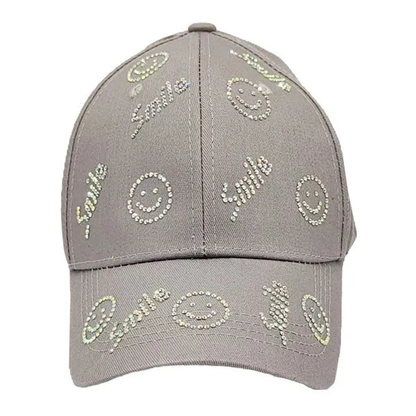 Bling Smile Message Smile Face Patterned Baseball Cap