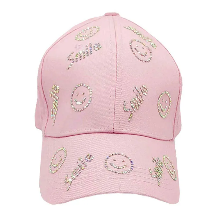 Bling Smile Message Smile Face Patterned Baseball Cap