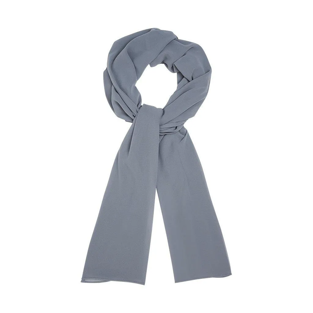 Blue Grey Plain Chiffon Hijab