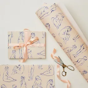 Blue Nudes Patterned Wrapping Paper