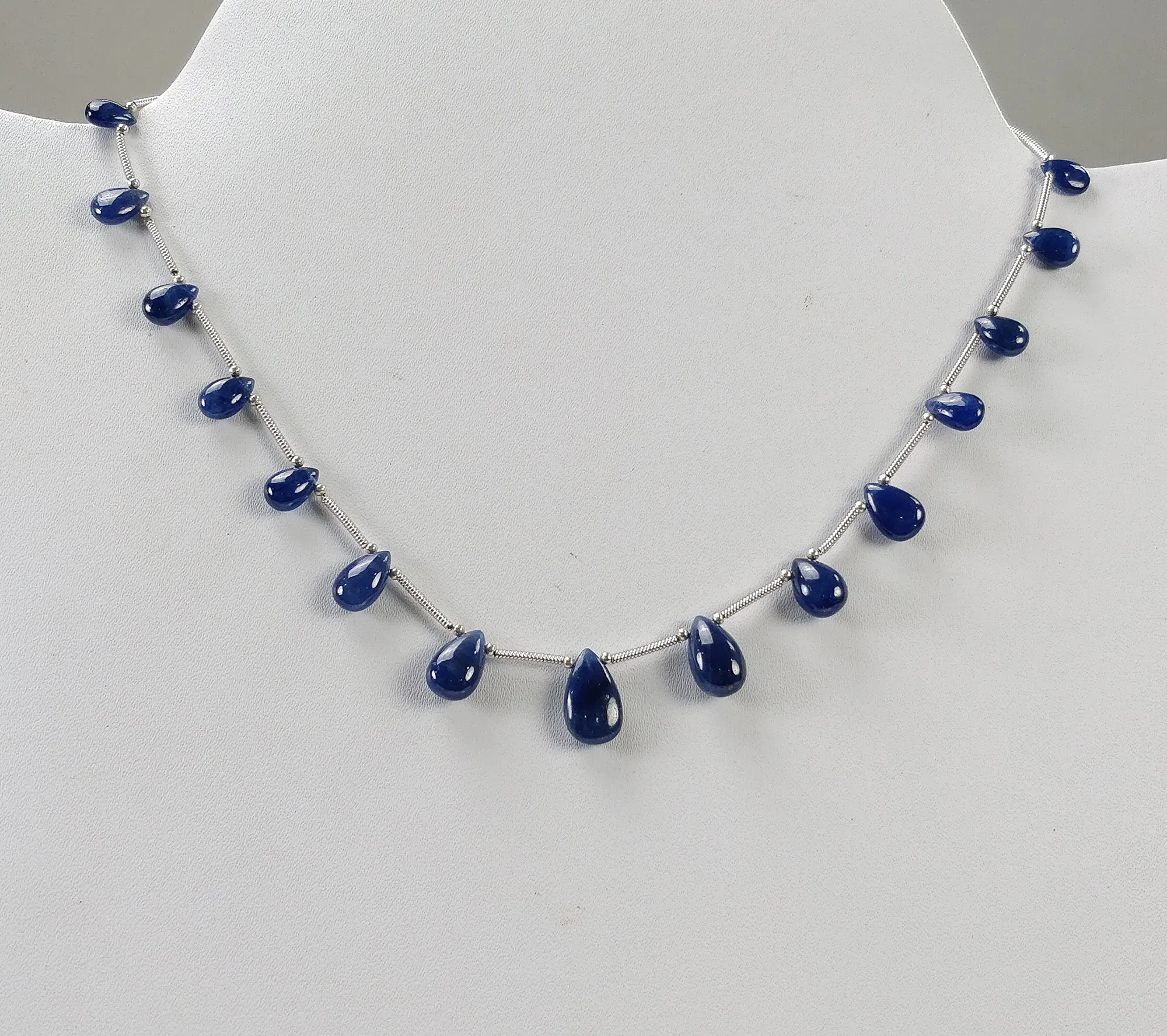 BLUE SAPPHIRE Gemstone Loose Beads : 34.95cts Natural Untreated Sapphire Plain Almond Beads 7*5mm - 13*7mm