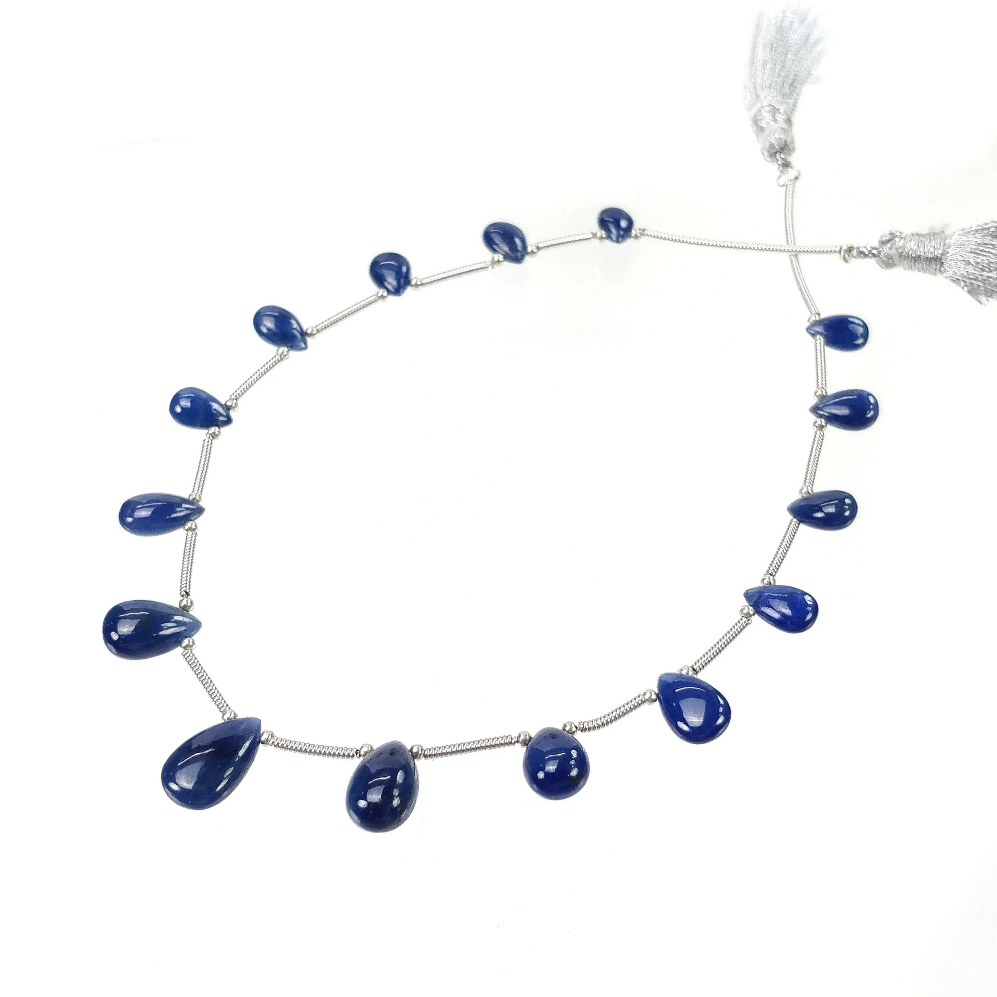 BLUE SAPPHIRE Gemstone Loose Beads : 34.95cts Natural Untreated Sapphire Plain Almond Beads 7*5mm - 13*7mm