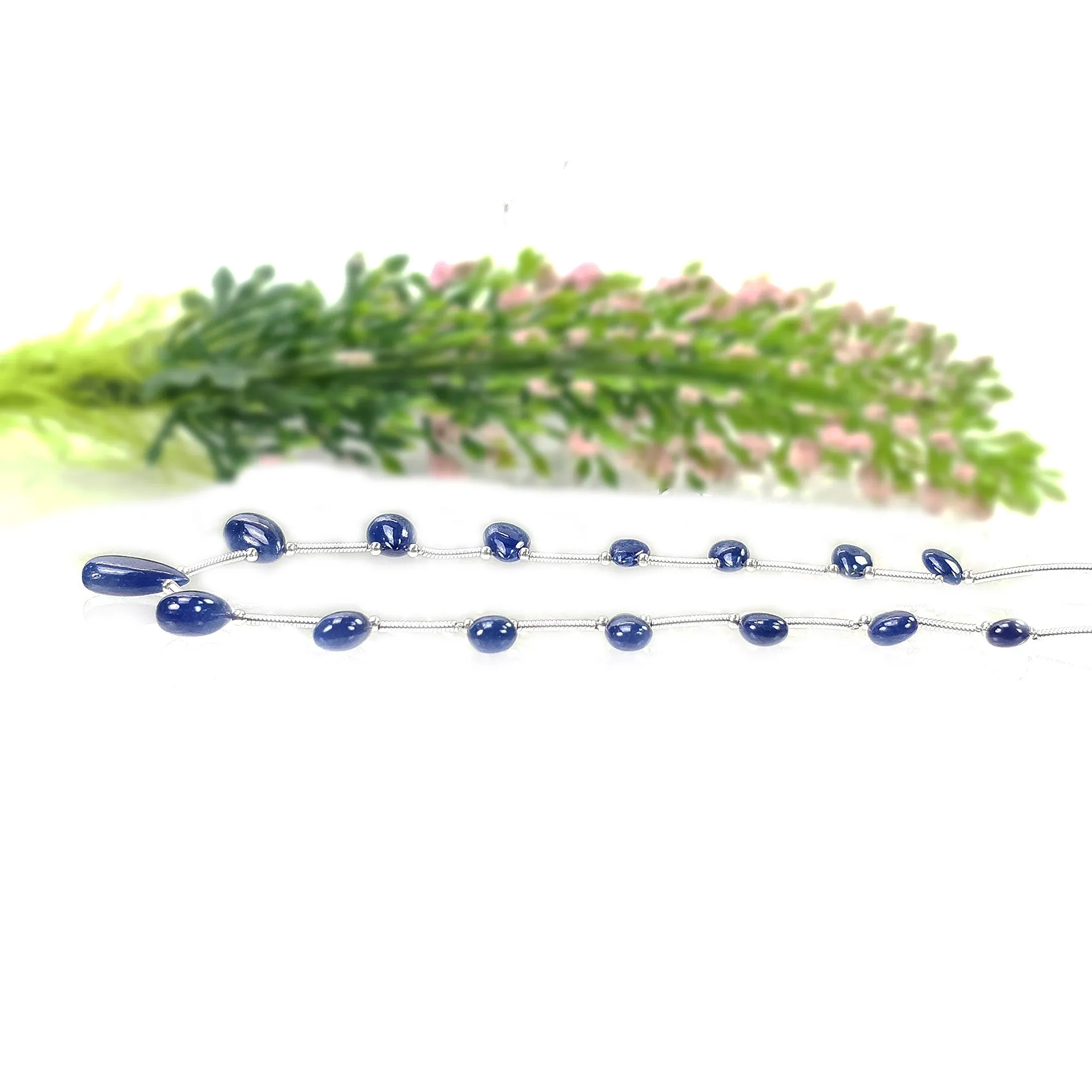 BLUE SAPPHIRE Gemstone Loose Beads : 34.95cts Natural Untreated Sapphire Plain Almond Beads 7*5mm - 13*7mm