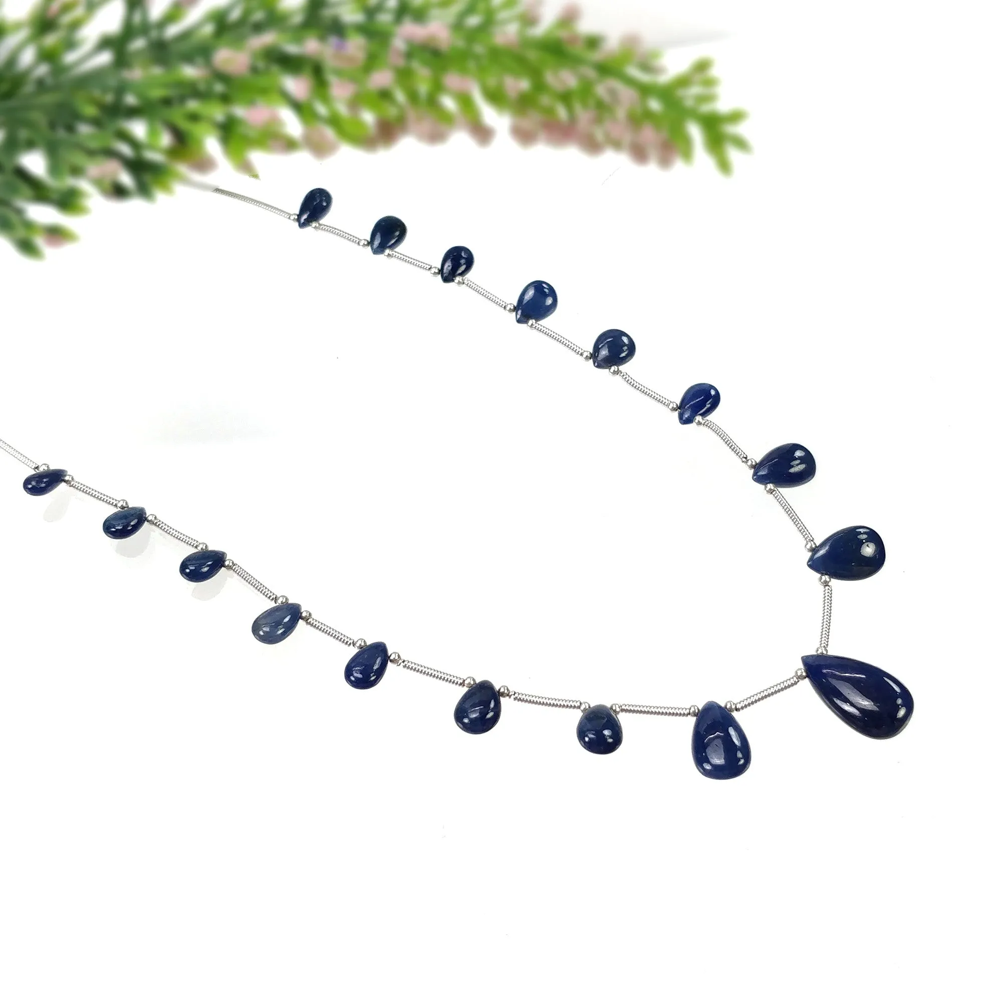 BLUE SAPPHIRE Gemstone Loose Beads : 40.95cts Natural Untreated Sapphire Plain Almond Beads 7.5*4.5mm - 16*9mm