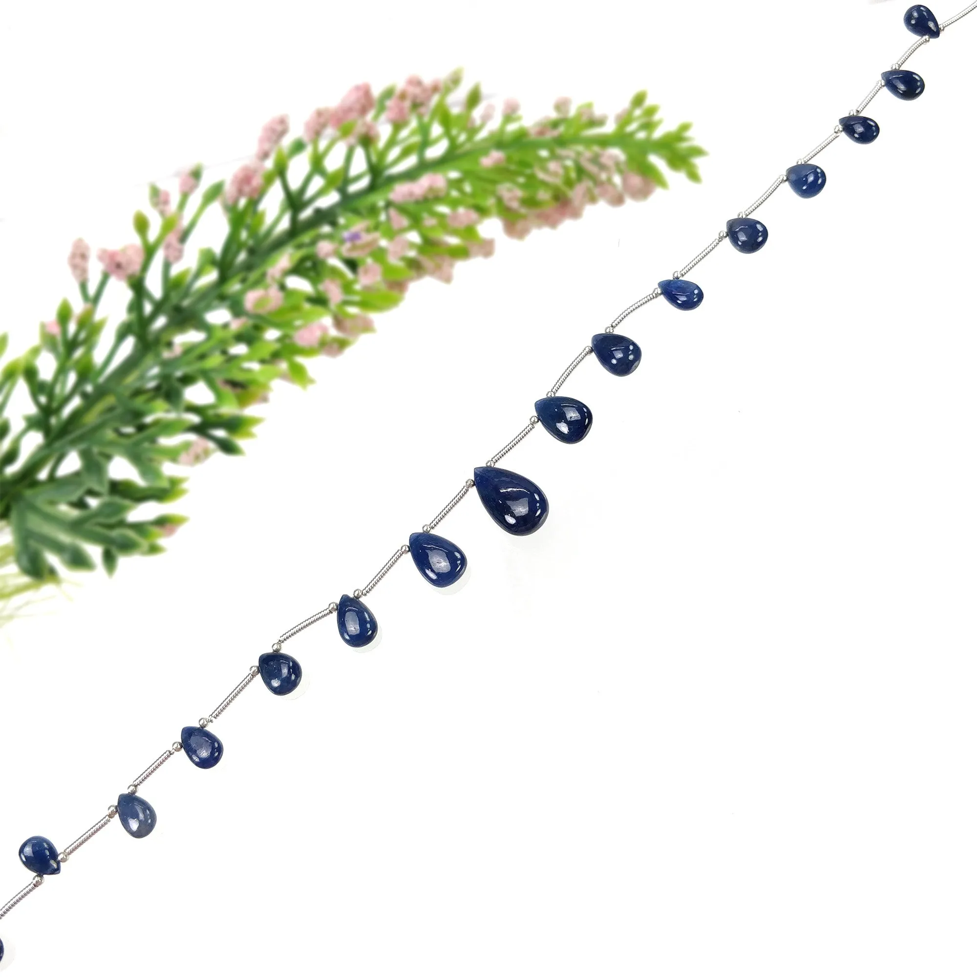 BLUE SAPPHIRE Gemstone Loose Beads : 40.95cts Natural Untreated Sapphire Plain Almond Beads 7.5*4.5mm - 16*9mm