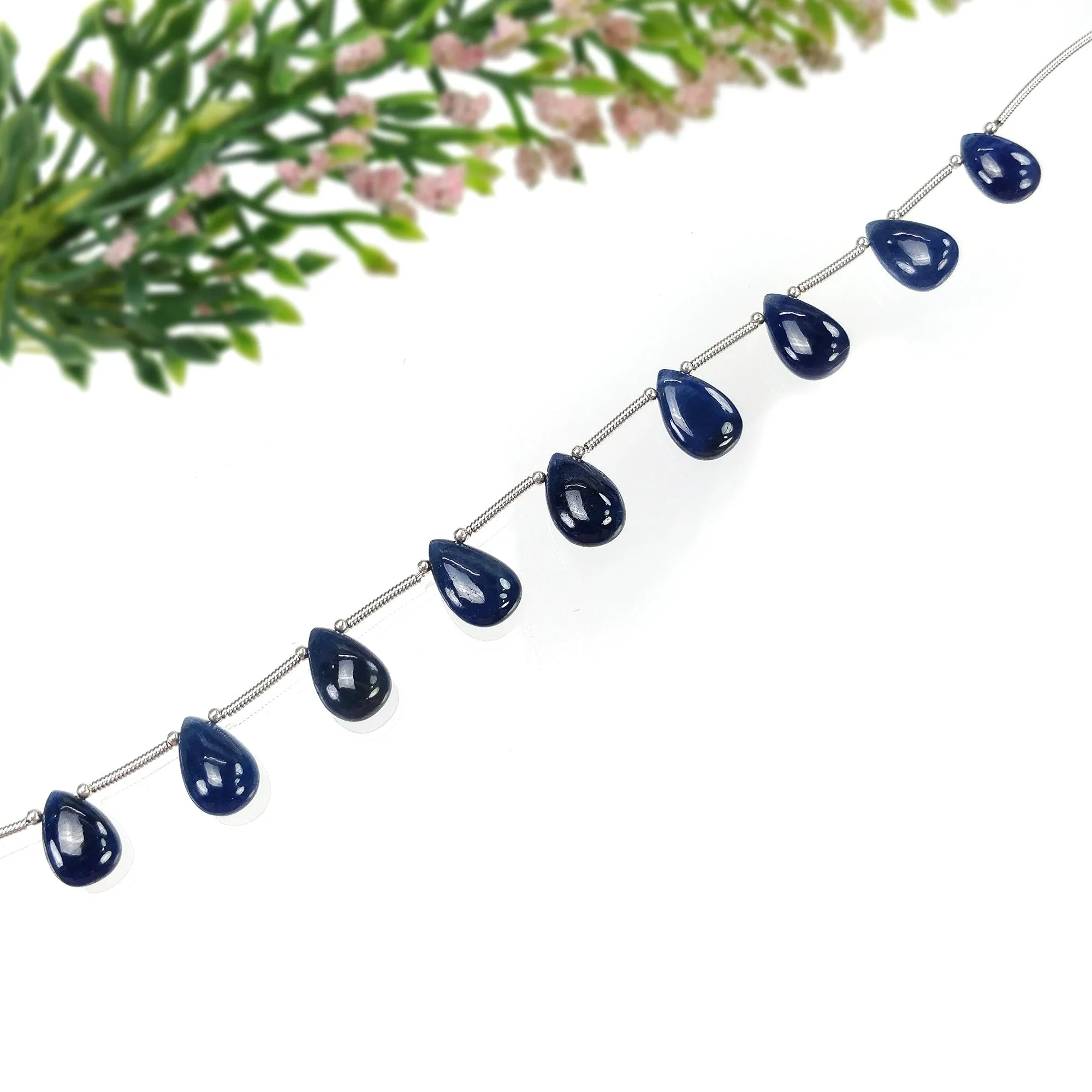 BLUE SAPPHIRE Gemstone Loose Beads : 41.55cts Natural Untreated Sapphire Plain Almond Beads 11*7.5mm - 12.5*8.5mm