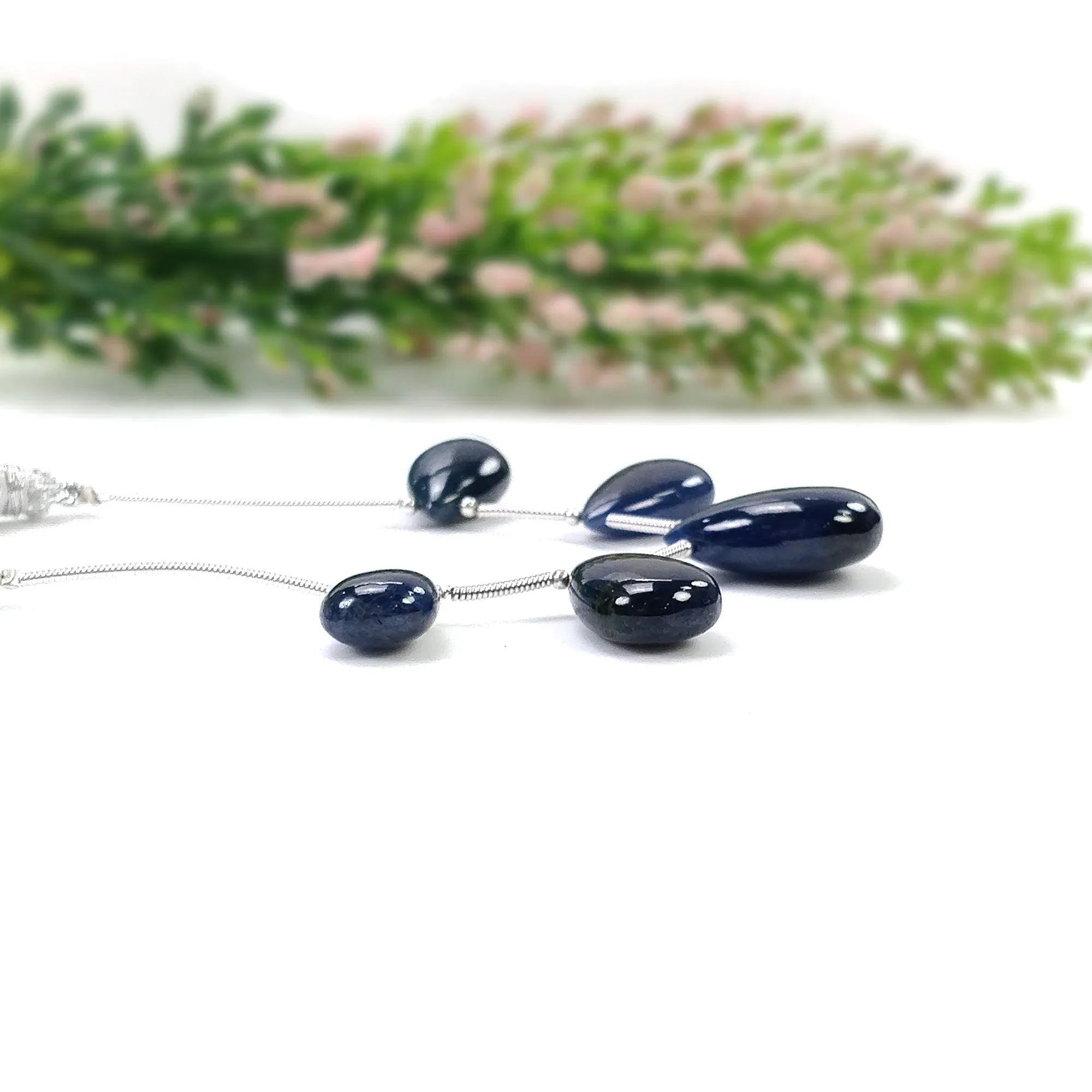 BLUE SAPPHIRE Gemstone Loose Beads : 65.85cts Natural Untreated Sapphire Plain Almond Beads 14*9.5mm - 20*14.5mm