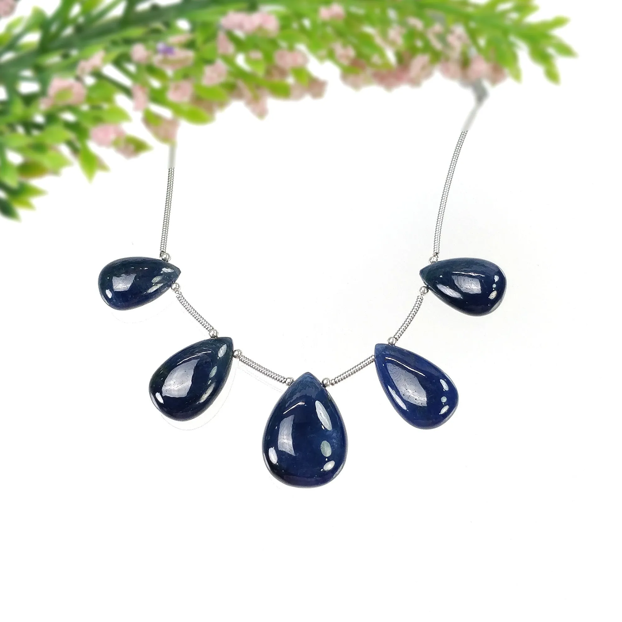 BLUE SAPPHIRE Gemstone Loose Beads : 65.85cts Natural Untreated Sapphire Plain Almond Beads 14*9.5mm - 20*14.5mm