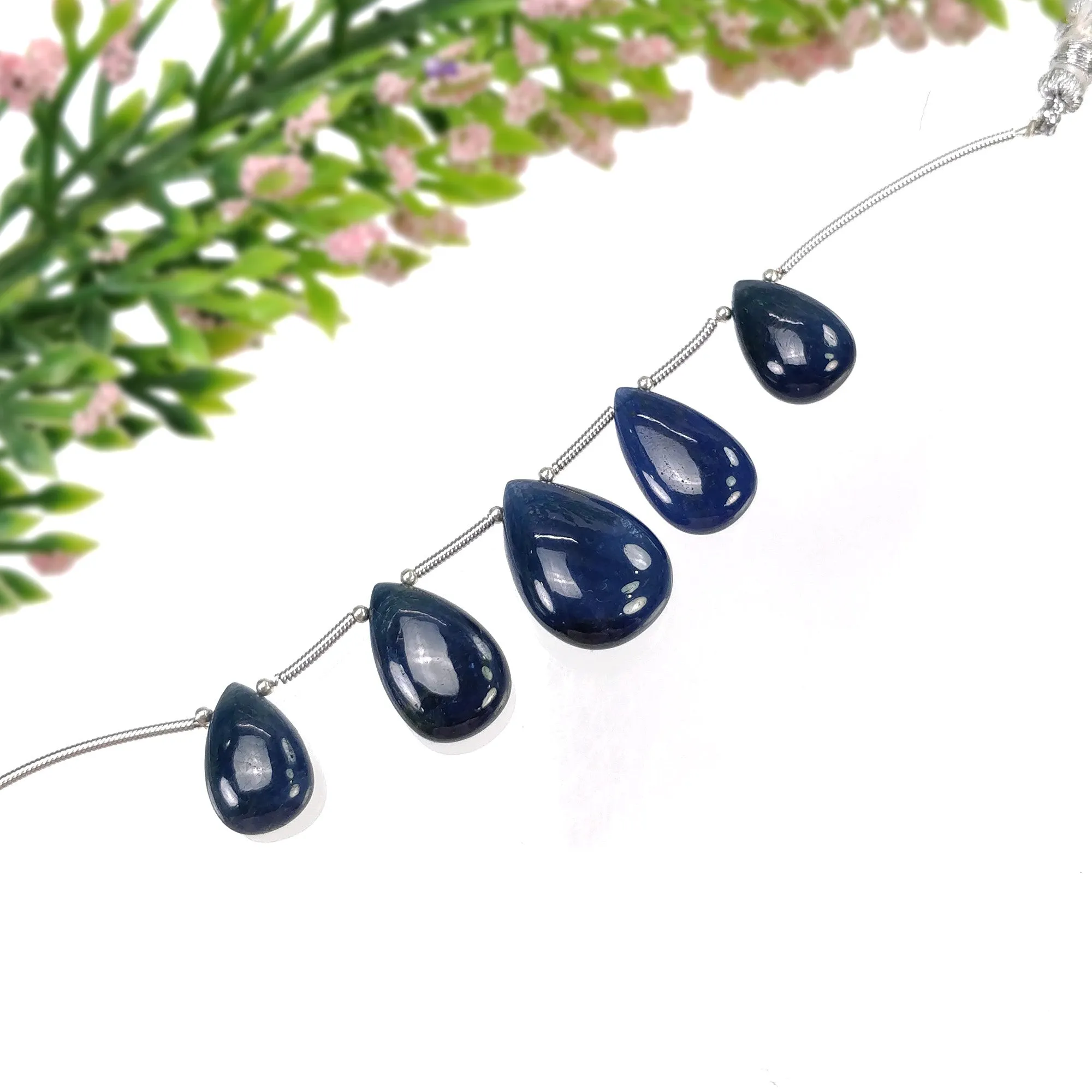 BLUE SAPPHIRE Gemstone Loose Beads : 65.85cts Natural Untreated Sapphire Plain Almond Beads 14*9.5mm - 20*14.5mm