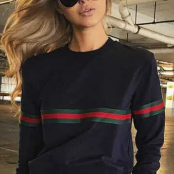 Brandstyle Loose Fitting Rainbow Colorblock Women's Crewneck Sweatshirt