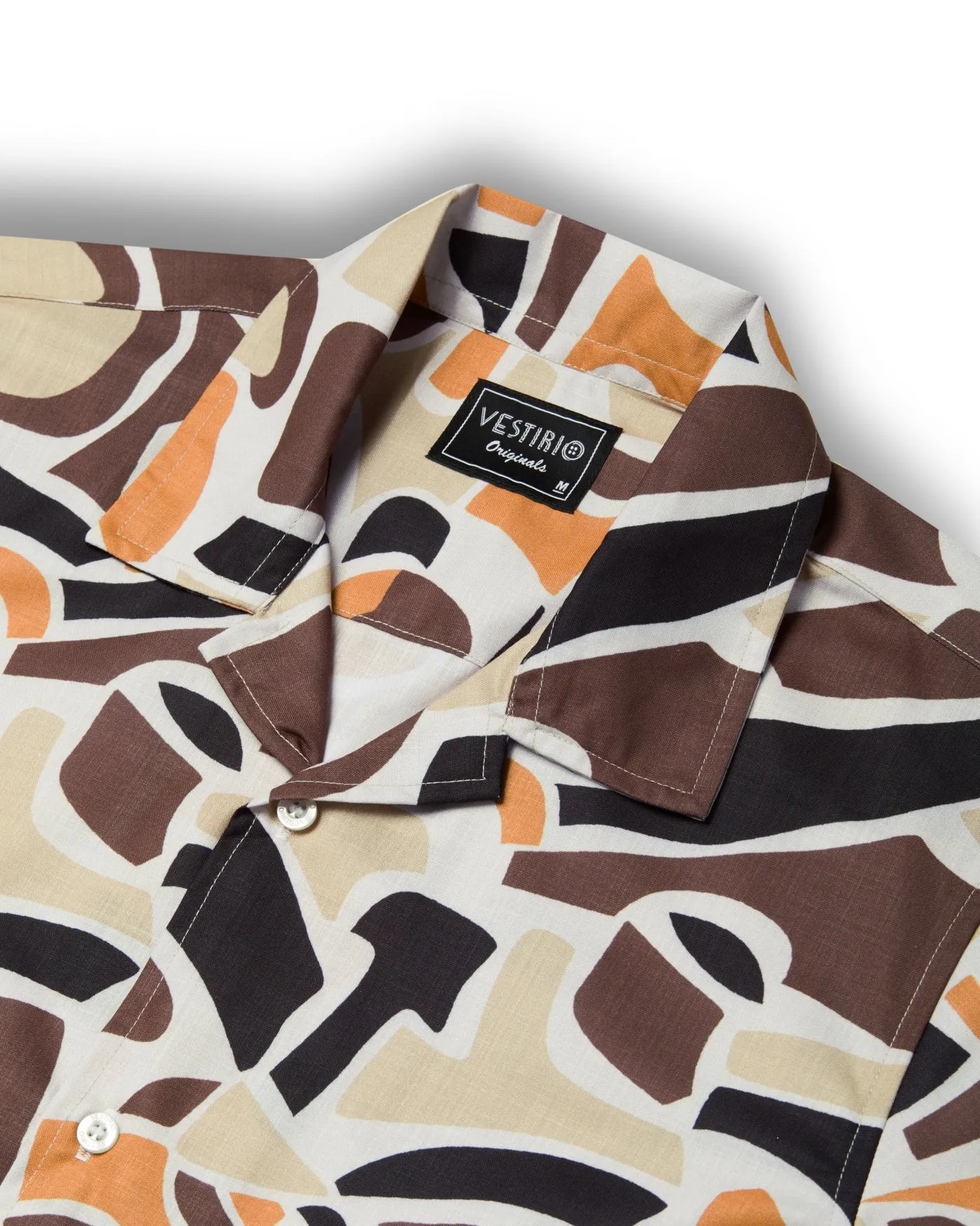 Brown Abstract Printed Shirt