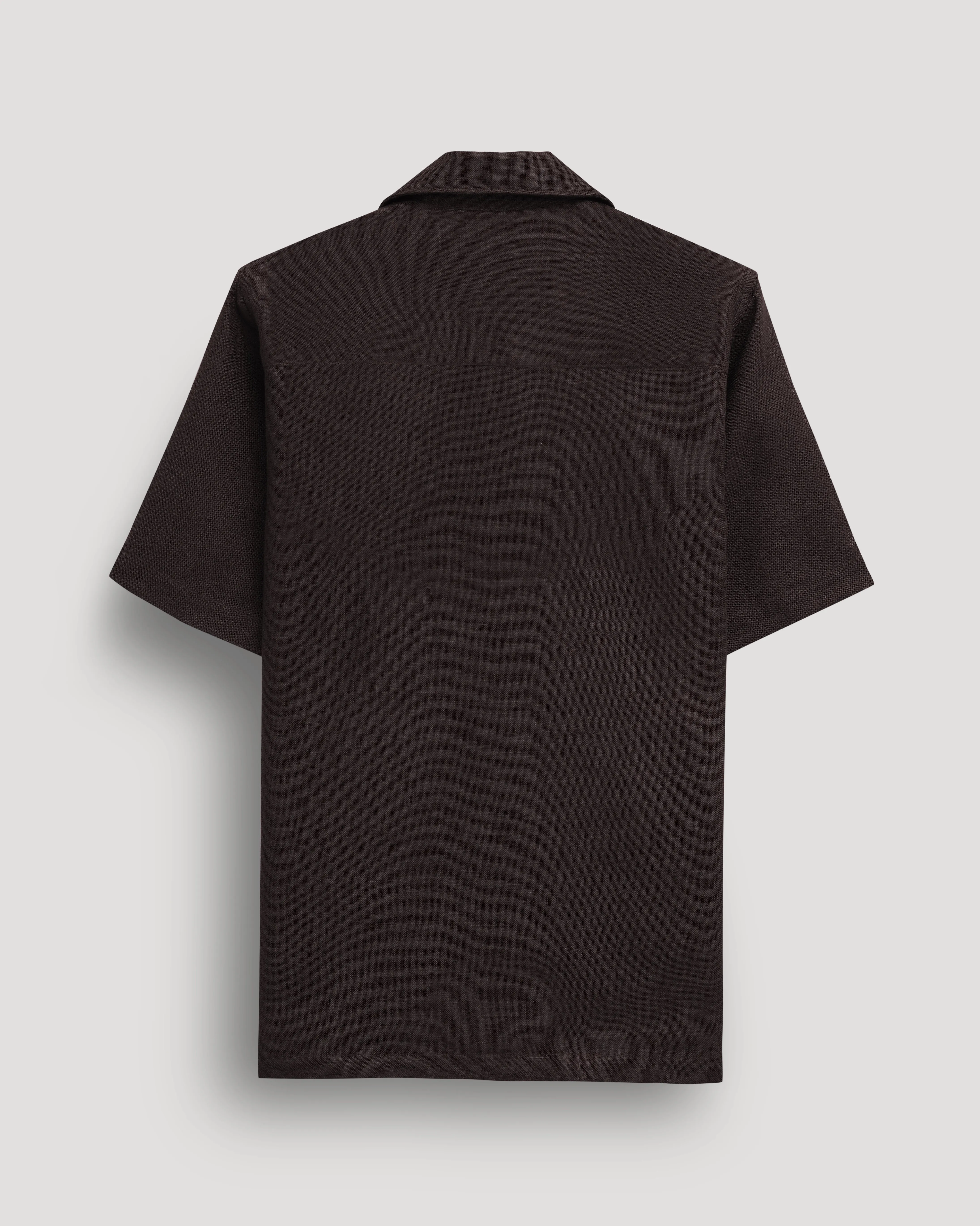 Brown half sleeve linen shirt for men