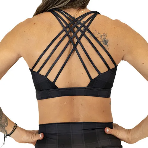 Butterfly Back Bra | Plaid | Black