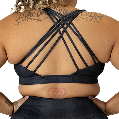 Butterfly Back Bra | Plaid | Black