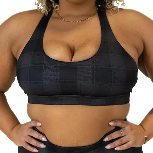 Butterfly Back Bra | Plaid | Black