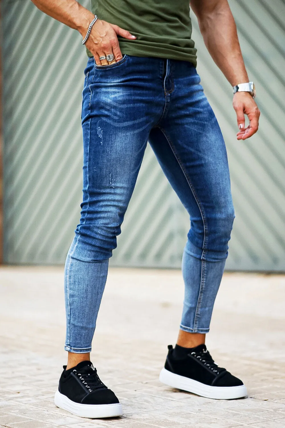 Buy $80 Free Shipping Stylish Skinny Jean - Blue