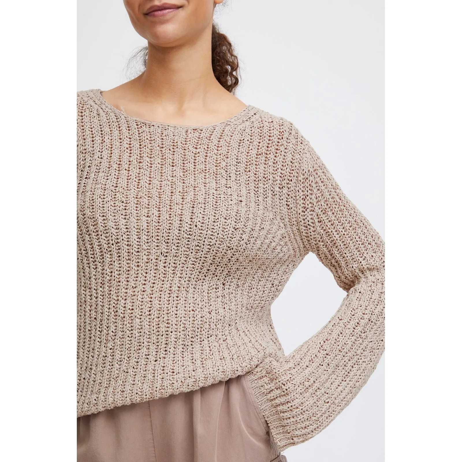 b.young Loose Knit Mara Long Sleeve Top