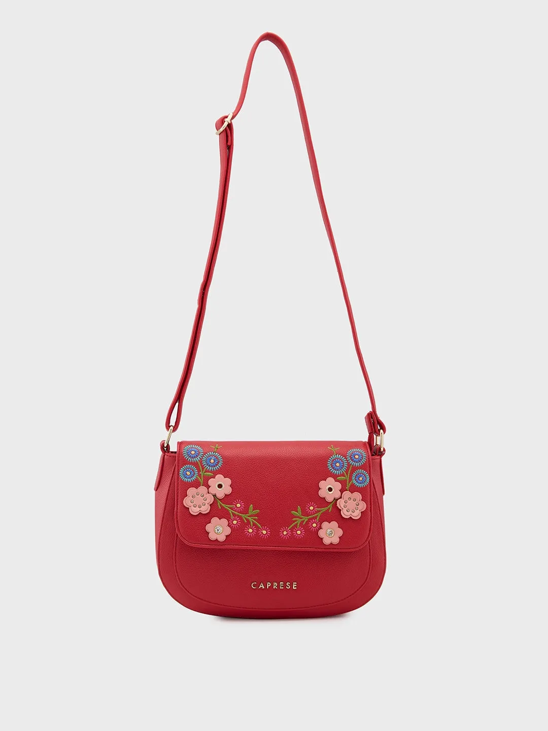 Caprese Erica Sling Medium Embroidered Women'S Stylish Bag Maroon