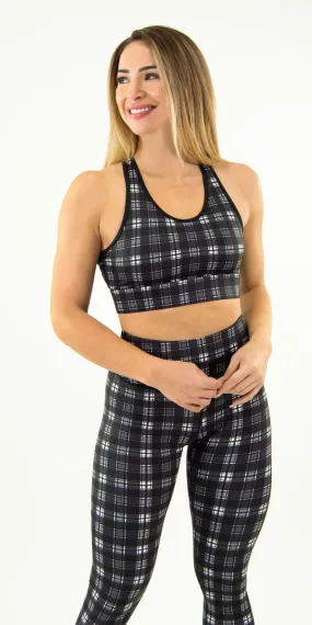 Carbon Plaid - Sports Bra