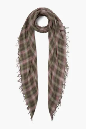 Cashmere and Silk Scarf Forest Plaid