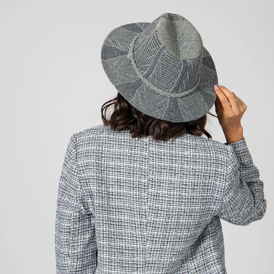 Chenille Patterned Fedora in Denim