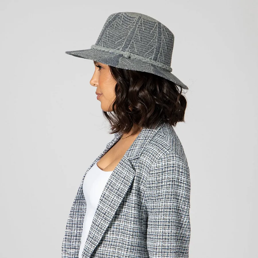 Chenille Patterned Fedora in Denim