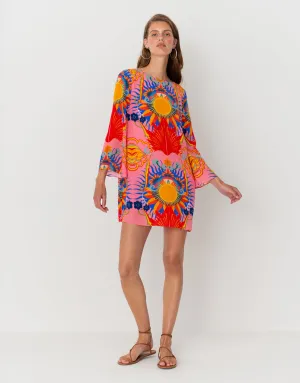 Cocoa Crepe Mini Dress - Sun Goddess Peach