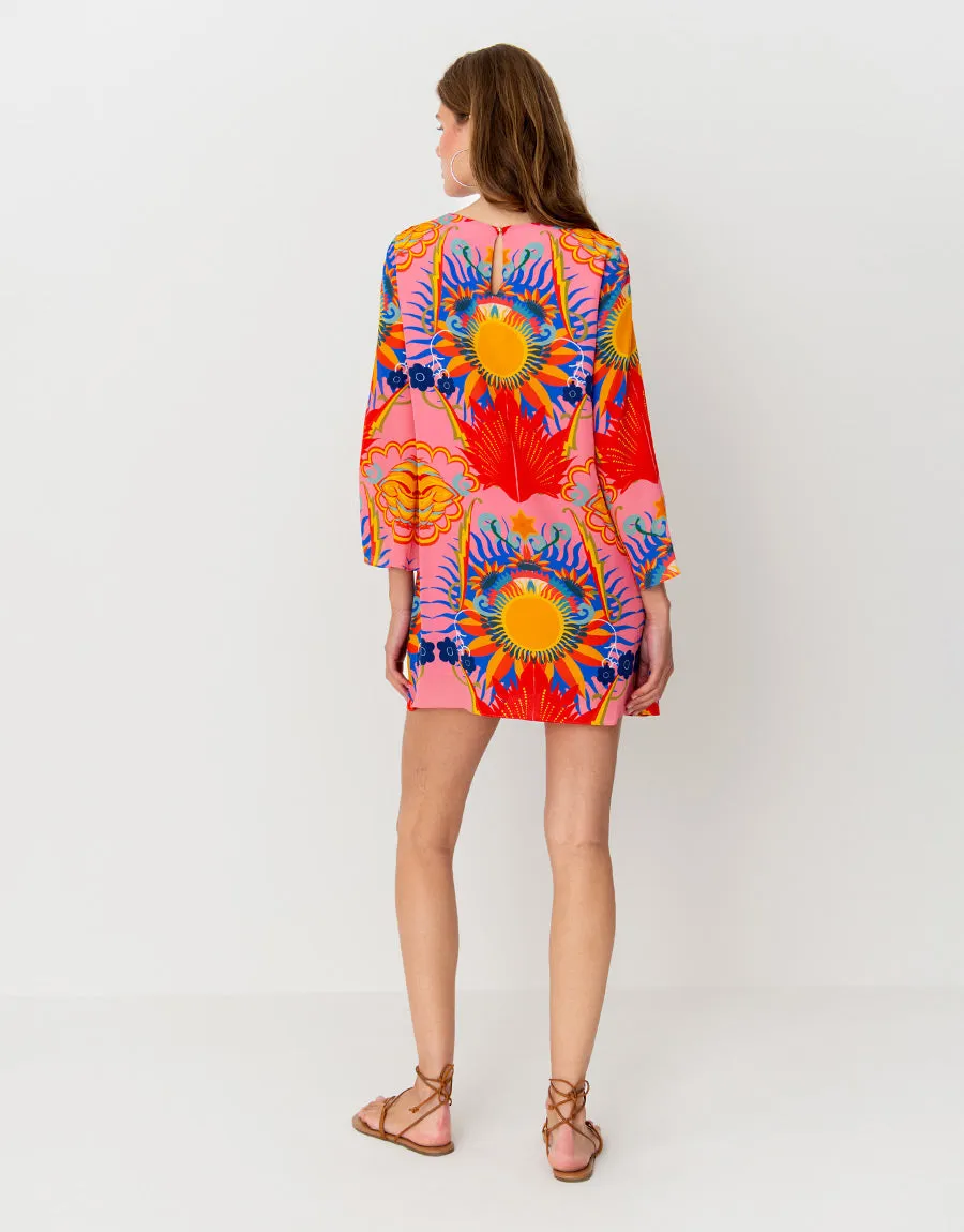 Cocoa Crepe Mini Dress - Sun Goddess Peach