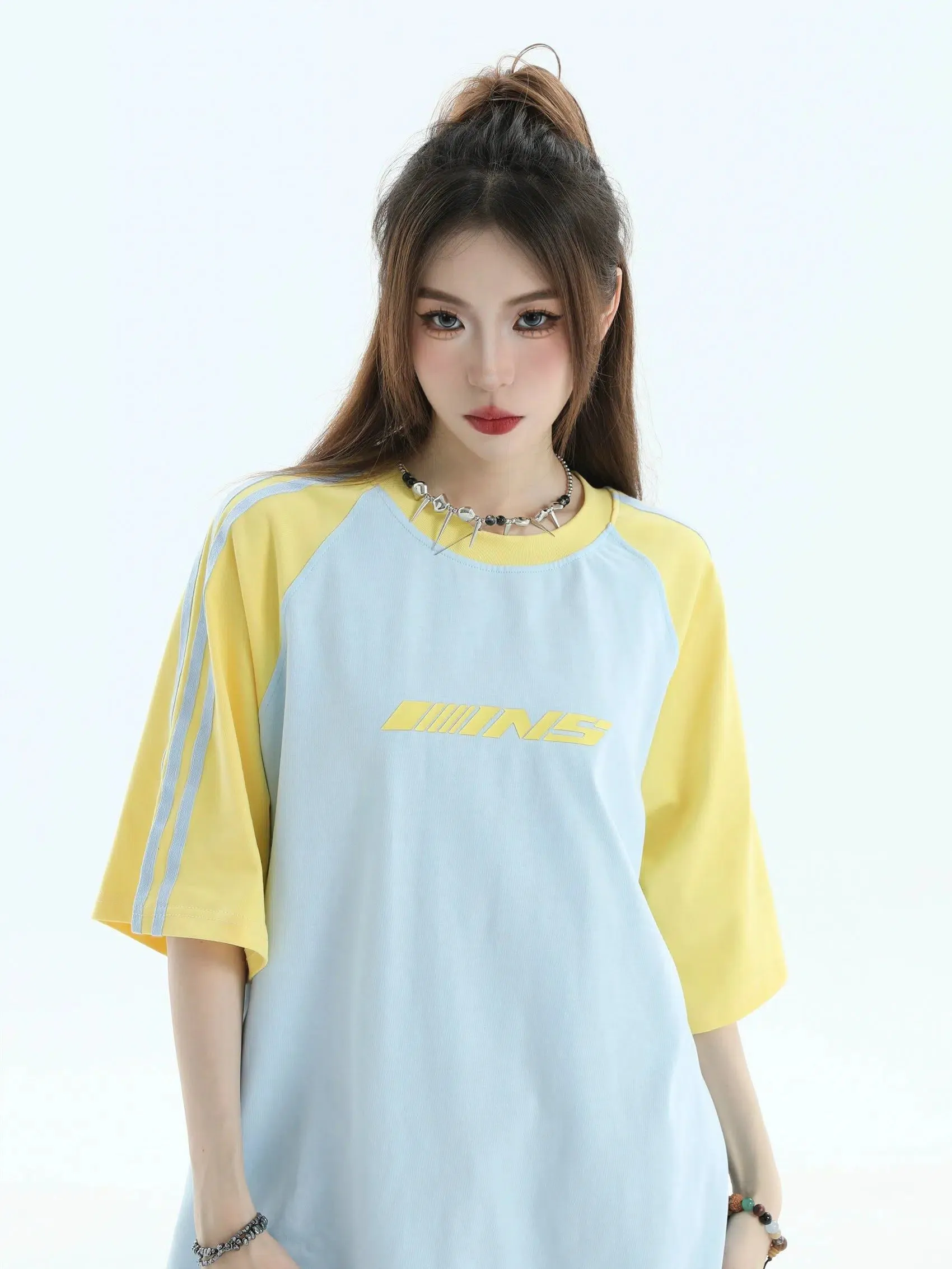 Contrast Sleeve Loose T-Shirt