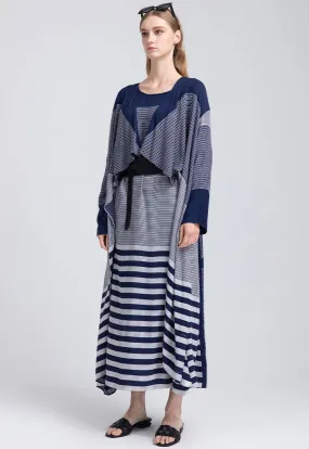 Contrast Striped Loose Fit Outerwear