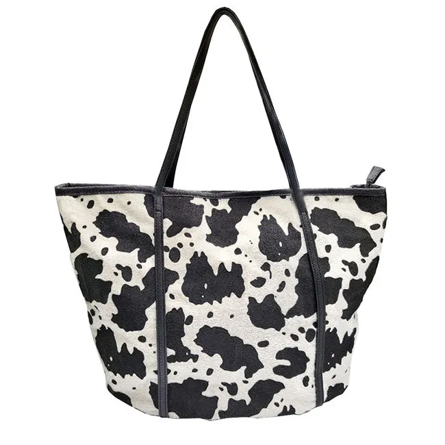 Cow Patterned Faux Leather Shoulder Bag