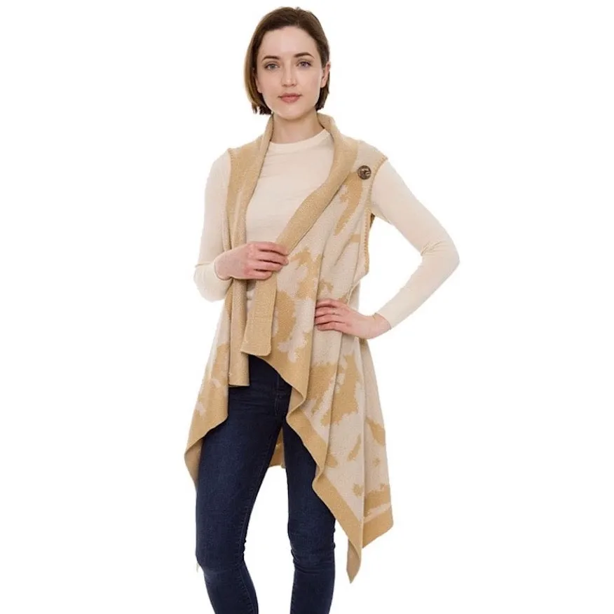 Cow Patterned Super Soft Flounce Shawl Vest