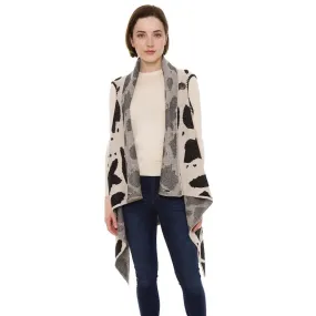 Cow Patterned Super Soft Flounce Shawl Vest